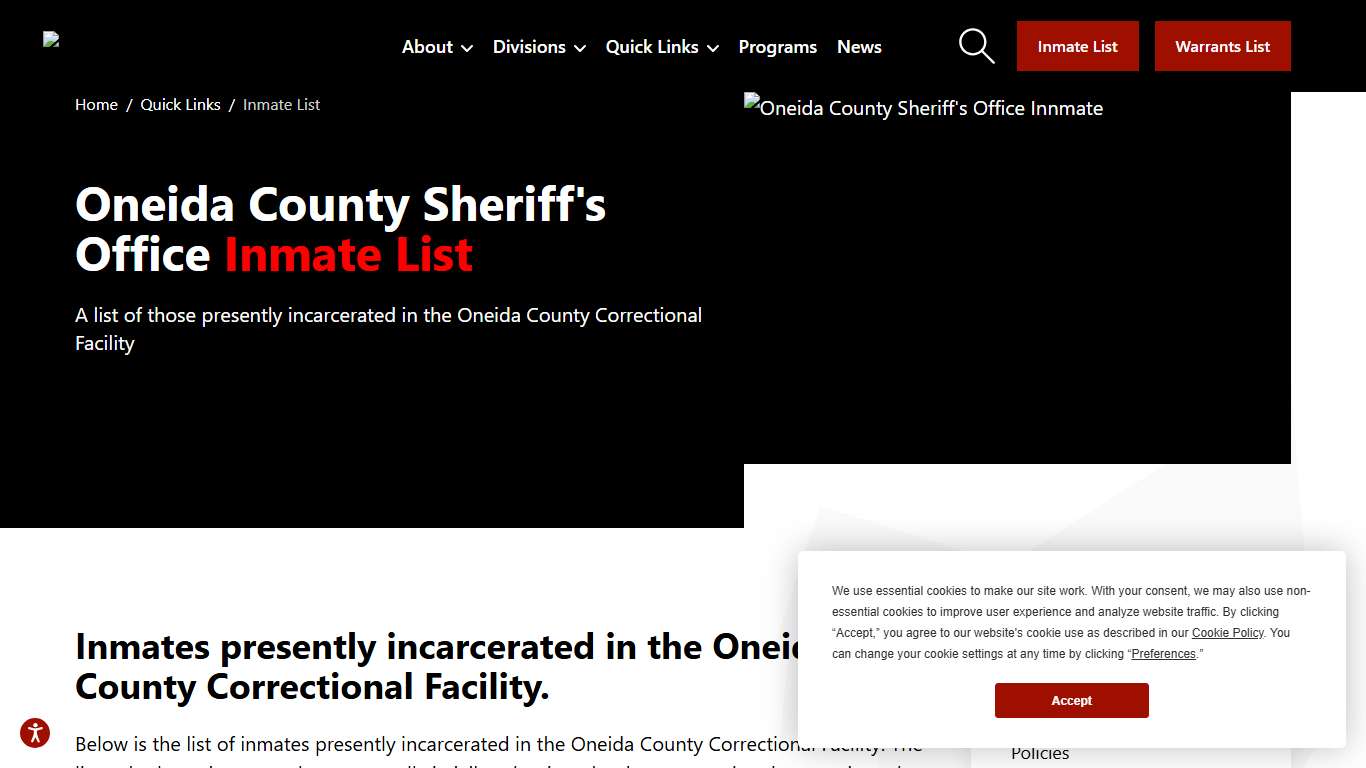 Inmate Information: Oneida County Sheriff's Office Oneida County Sheriff's Office